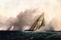 James E Buttersworth - NYYC. Schooner Yacht Estelle Running Home